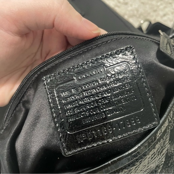 COACH Poppy Sequin Black Patent Leather Convertible Bag Purse RARE - Picture 10 of 12